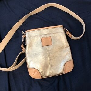 Coach gold shiny cross body bag Metallic
